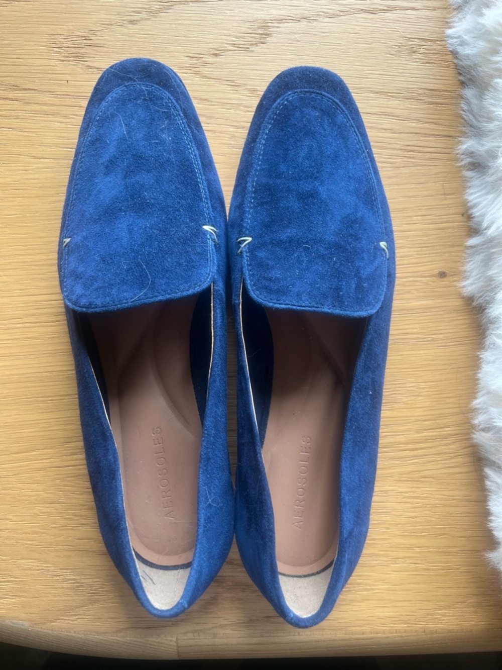 AEROSOLES Navy Blue Velvet Loafers - Picture 4 of 6